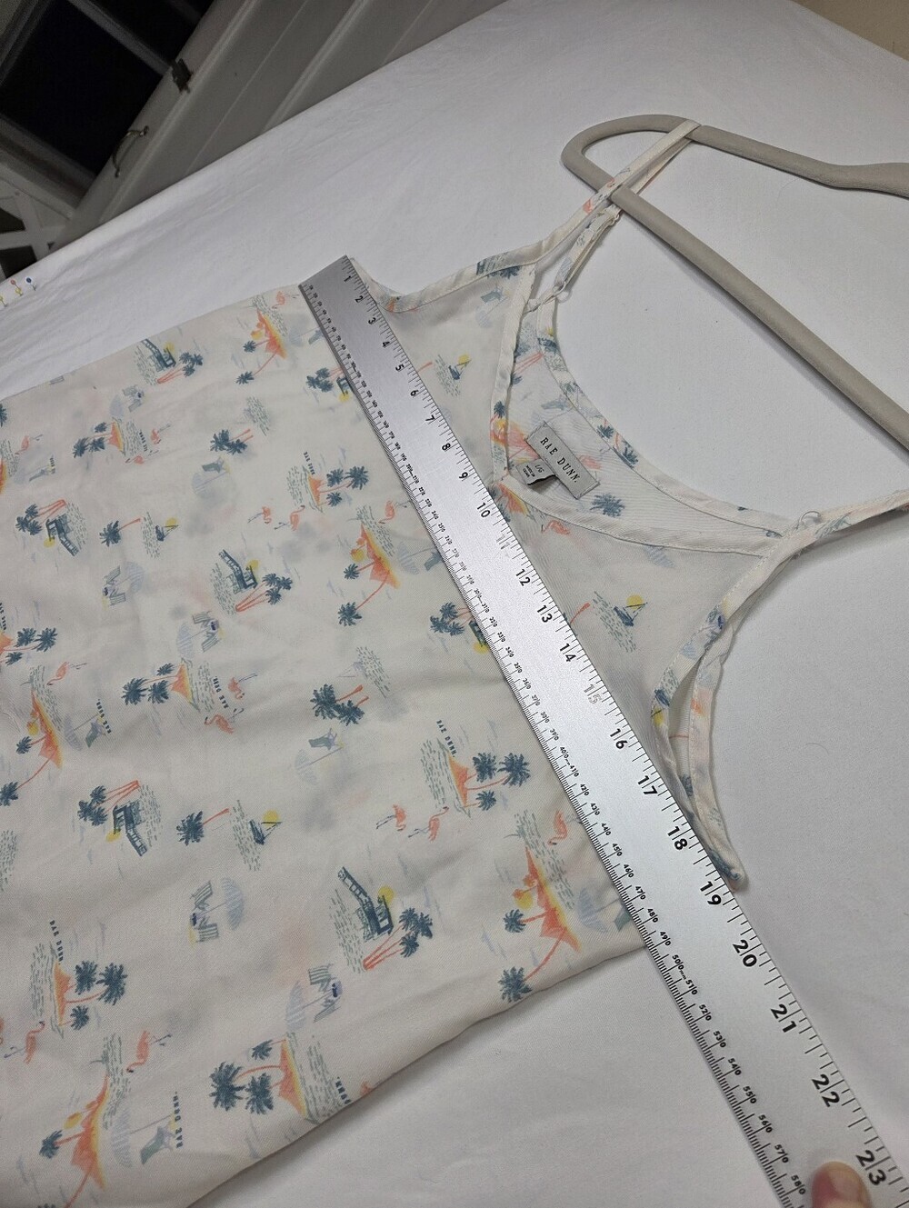 Rae Dunn Beach Print Pajama Set Large Cami Shorts Scalloped Trim Sleepwear - Picture 10 of 14